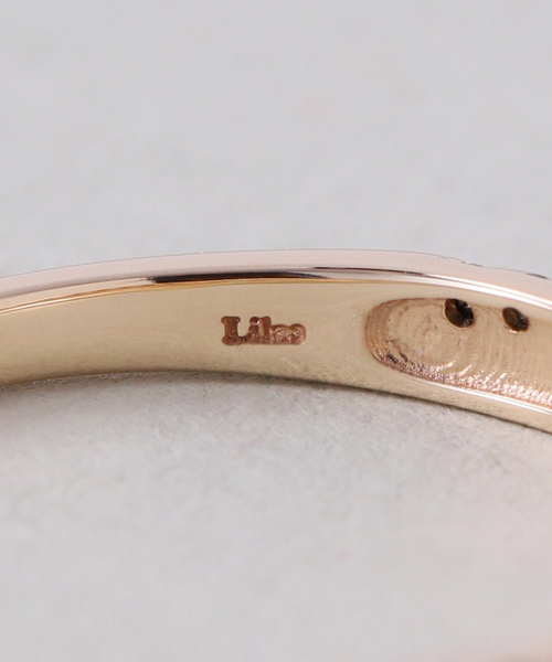 Lilas 指輪 リング ダブルラインブラックダイヤリング K10 レディース