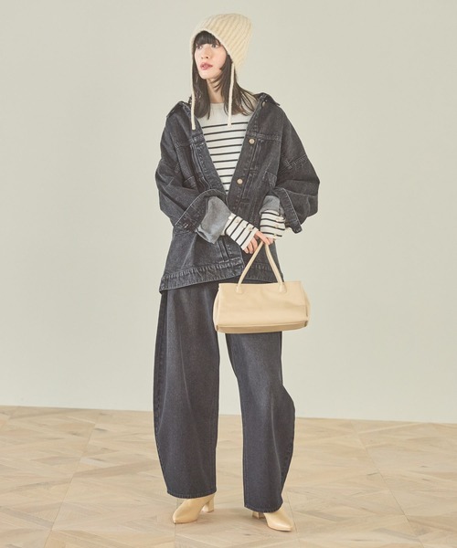 「LAKOLE」 デニムジャケット MEDIUM ブラック レディース_画像5