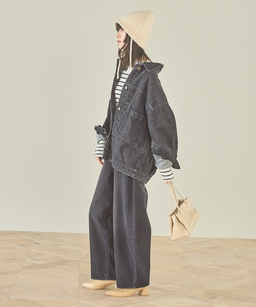 「LAKOLE」 デニムジャケット MEDIUM ブラック レディース_画像7