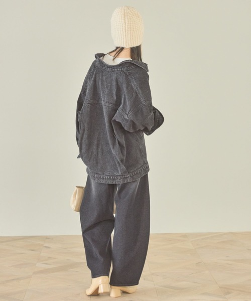 「LAKOLE」 デニムジャケット MEDIUM ブラック レディース_画像8