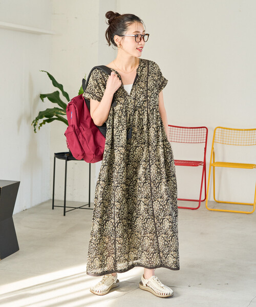 極美品♡ミュベール ロングワンピース ペイズリー フリンジ スキッパー パープル FREAK'S STORE（フリークスストア） ワンピース 限定展開 インド