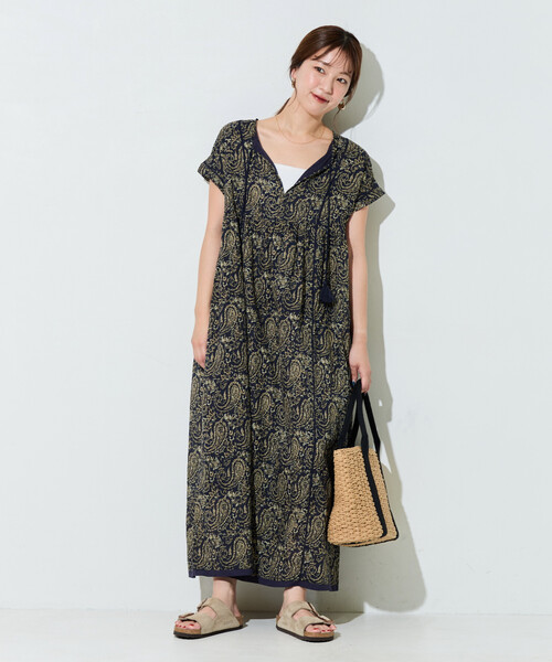 ワンピース 限定展開　インド ペイズリー スキッパー ワンピースの画像