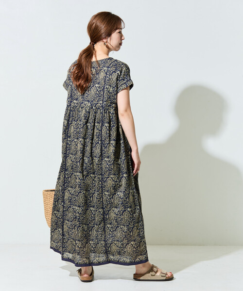 極美品♡ミュベール ロングワンピース ペイズリー フリンジ スキッパー パープル FREAK'S STORE（フリークスストア） ワンピース 限定展開 インド