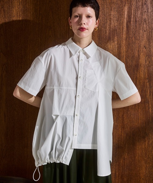 OMMO（オーエムエムオー） ブラウス シャツ ASYMME DESIGN H/S SHIRT