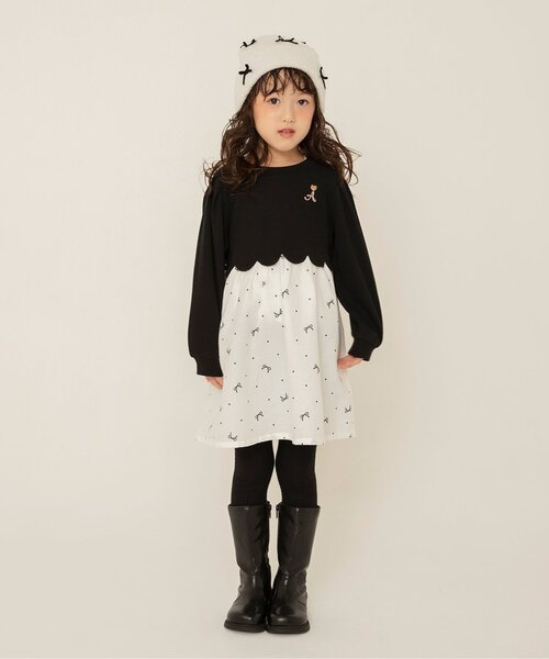 「apres les cours」 「KIDS」長袖ワンピース 140 ブラック キッズ_画像2