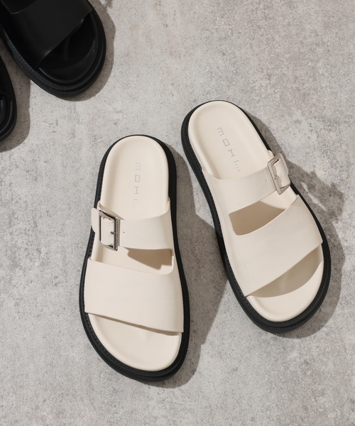 「MOHI」 フラットサンダル 36 ホワイト×ホワイト レディース_画像3