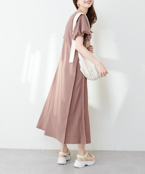 「natural couture」 半袖ワンピース MEDIUM ブラウン レディース_画像4