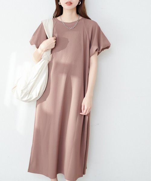 「natural couture」 半袖ワンピース MEDIUM ブラウン レディース_画像5