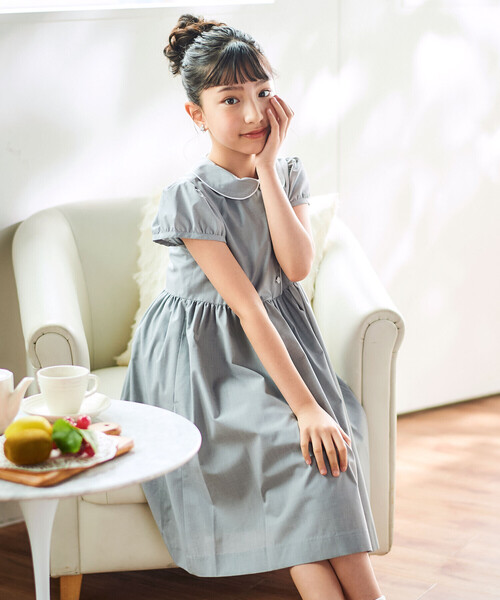 Tartine et Chocolat ワンピース パイピングブロード襟付きワンピース