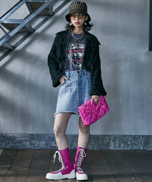「GEVS.」 「SMILELAND」ニットカーディガン L レッド レディース_画像3