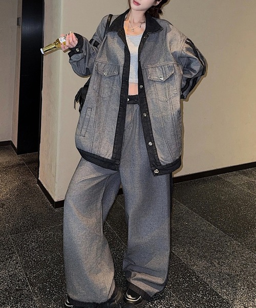 B系 00s PELLE PELLE デニムセットアップ ハーフ ワイドXXXL セットアップ 「セットアップ」デニムオーバーサイズジャケット