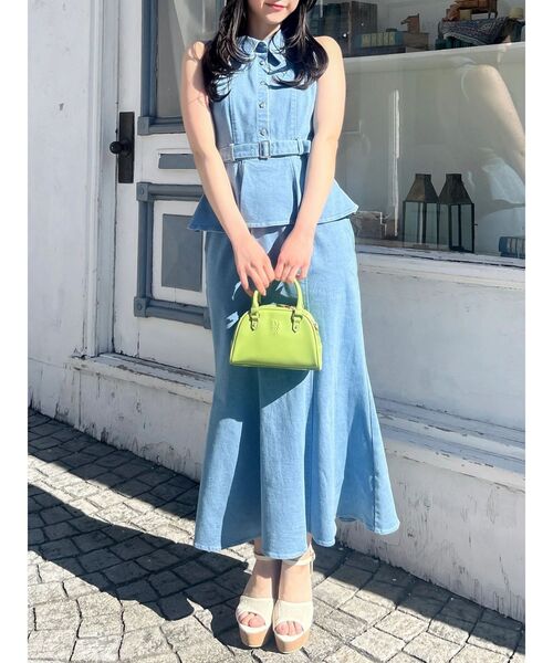 Mulberry ボストンバッグ ハンドバッグ ハート デニム地 紺 dazzlin（ダズリン） ハンドバッグ ハーフラウンドミニボストンバッグ