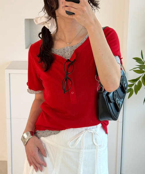 MUHET（ミュエータ） ヘンリーネック tシャツ 半袖 henry neck layered