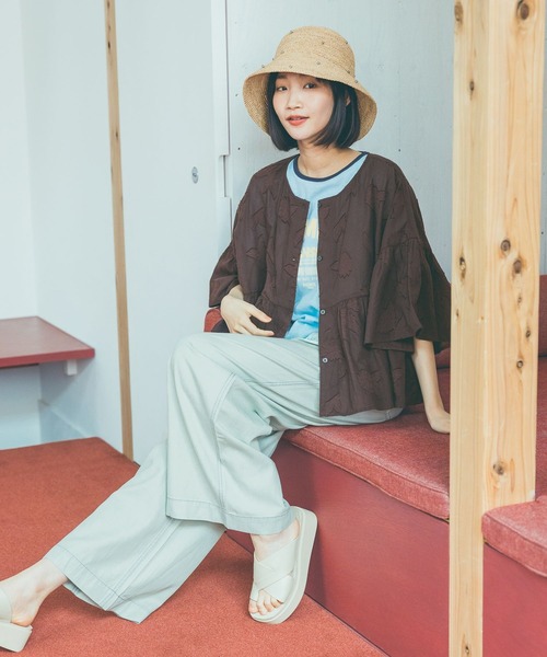ワイドパンツ ジーンズ デニム デニムパンツ ライトオンスルーズデニムパンツ レディースの画像