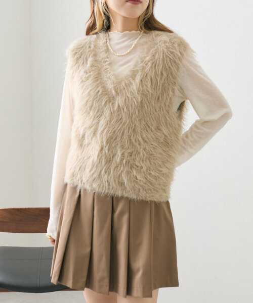 「w closet」 ニットベスト FREE オレンジ レディース_画像2