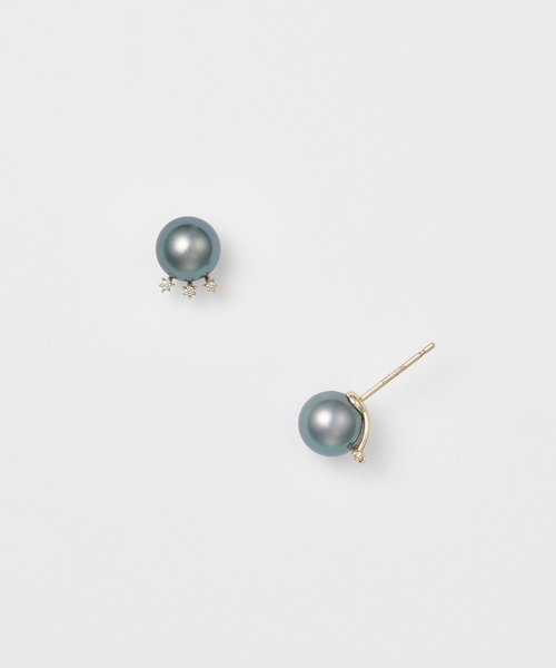 ピアス K10パールピアス（ブラック） レディースの画像