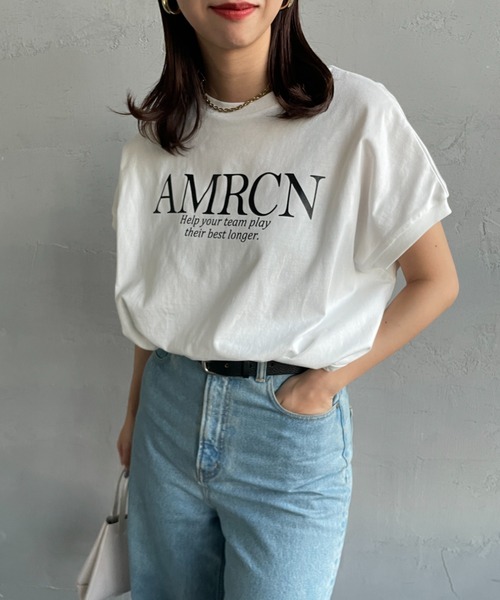「AMERICANA」 半袖Tシャツ F チャコール レディース_画像2