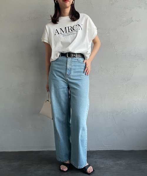 「AMERICANA」 半袖Tシャツ F チャコール レディース_画像3