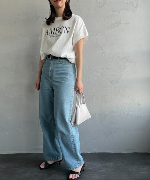 「AMERICANA」 半袖Tシャツ F チャコール レディース_画像4