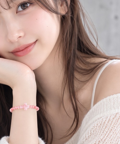 SORENA ブレスレット 4mmクロス天然石ブレスレット レディース メンズ