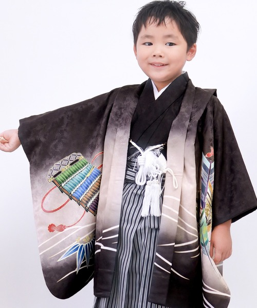 店頭見本品【七五三5歳さん】羽織袴セット 七五三 5歳 男児 着物 羽織袴 アンサンブル 11点セット 羽織 袴