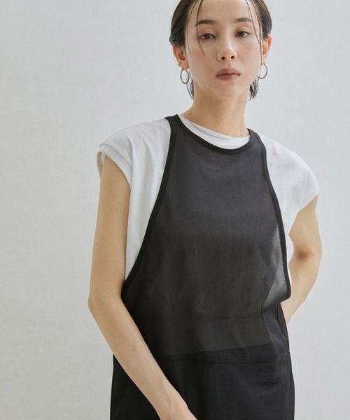 SALON adam et rope' アメリカンスリーブワンピース SALON adam et rope'｜シアーアメリカンスリーブワンピース