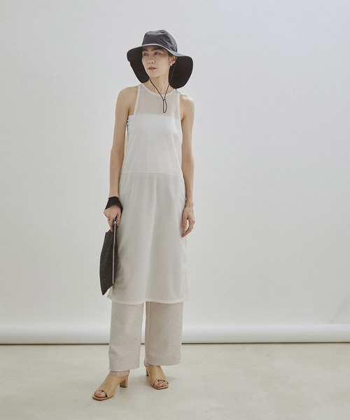 SALON adam et rope' ワンピース シアーアメリカンスリーブ