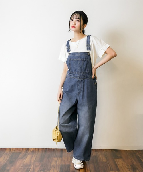 春夏 大人 カジュアル デニムサロペット atONE サロペット オーバーオール 大人カジュアルデニム