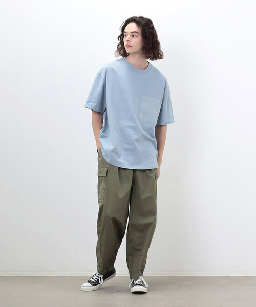 Purple&Yellow tシャツ 布帛切替 バックロゴプリント Tシャツ