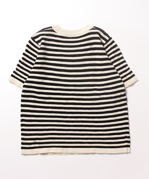ニット セーター MEYAME |「別注」ボーダー コットンニット半袖Tシャツ WOMEN レディース MEYAME |〈別注〉ボーダー コットンニット半袖Tシャツ WOMEN