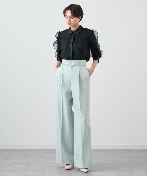 ANAYI ドライツイルキュロットパンツ　ミントグリーン　リネン混　タグ付き リネン混ルーズタックパンツ[品番：MKSW0055580]｜Ungrid（アン