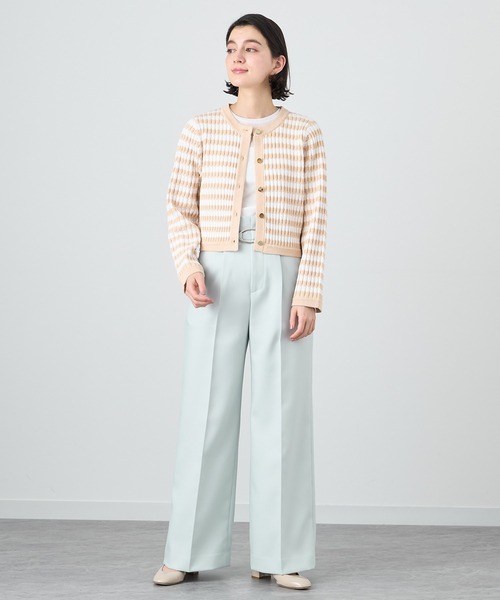 ANAYI パンツ ブライトツイルタックワイドパンツ レディース