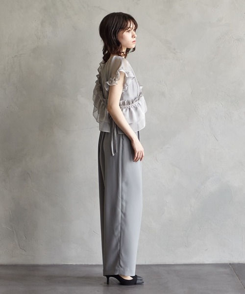 AIMER パンツドレス フリルサッシュ付きマルチWAYオールインワン