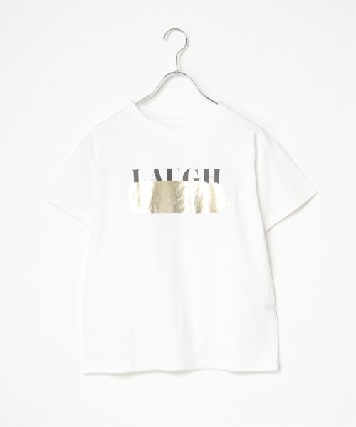tシャツ 「FONT LAB」ロゴ×箔ペイントコンパクトTシャツ レディース VENCE EXCHANGE tシャツ ロゴ箔プリントコンパクトTシャツ