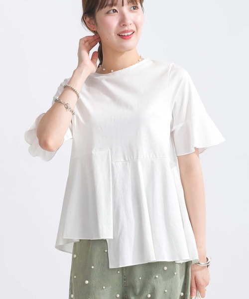 tシャツ イレギュラーヘムコットンカットソー レディース