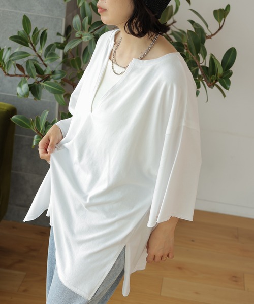 LEPSIM（レプシィム） tシャツ ネックスリットチュニック 114441