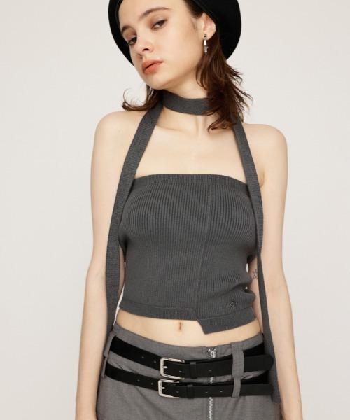 sly TIE RIBBON KNIT トップス 黒 SLY | TIE RIBBON KNIT トップス (ニット ) |SHEL'TTER WEBSTORE