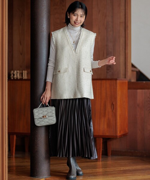 【杏さん着用/洗える】23区 レザーライクプリーツ スカート 24AW 杏さん着用/洗える】レザーライクプリーツ スカート / 23区