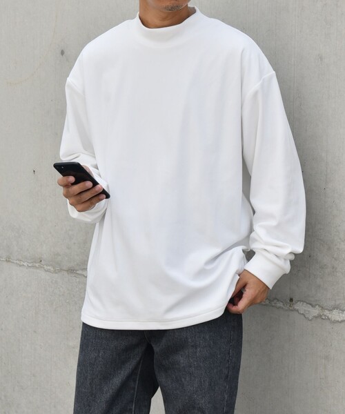 未使用 セントアンドリュース モノグラム モックネック ストレッチ シャツ M ポンチモックネック長袖Tシャツ《MORLES》 (MOCS4101-01) | MORLES