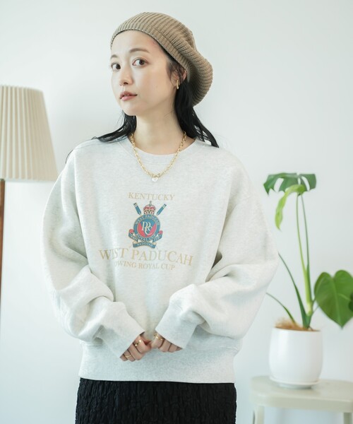 トレーナー スウェット ロゴショートスウェット レディース FREAK'S STORE トレーナー スウェット リメイク ロゴショート