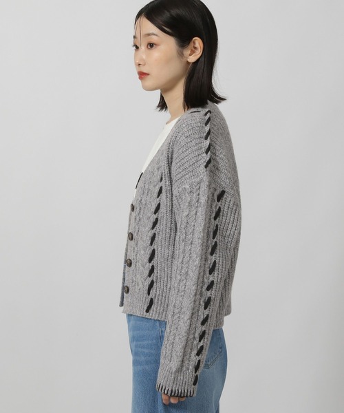 LAKOLE（ラコレ） カーディガン ハンドステッチケーブルカーディガン  