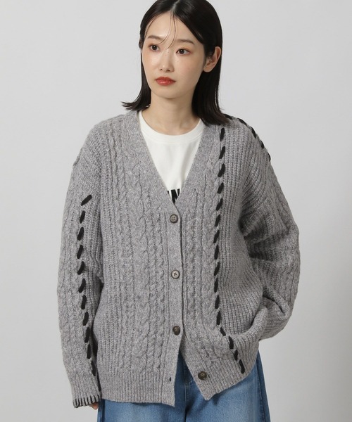 LAKOLE（ラコレ） カーディガン ハンドステッチケーブルカーディガン