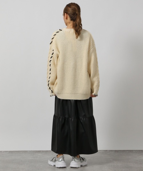 【美品】  LA FETICHE / ラフェティッシュ | LISETTA ウール ケーブル編み ハンドステッチ ニットカーディガン | S | グレー | レディース LA FETICHE - 2024 AUTUMN / WINTER