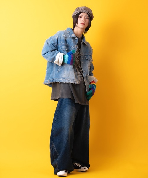 デニムジャケット gジャン a.p.o.v. オーバーサイズハードダメージ