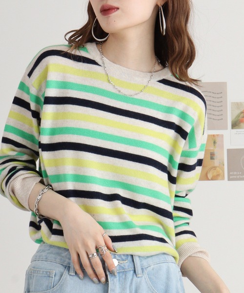ニット セーター Eglantine カシミヤブレンドマルチボーダーニット レディース EGLANTINE ニット セーター Eglantine カシミヤブレンドマルチ