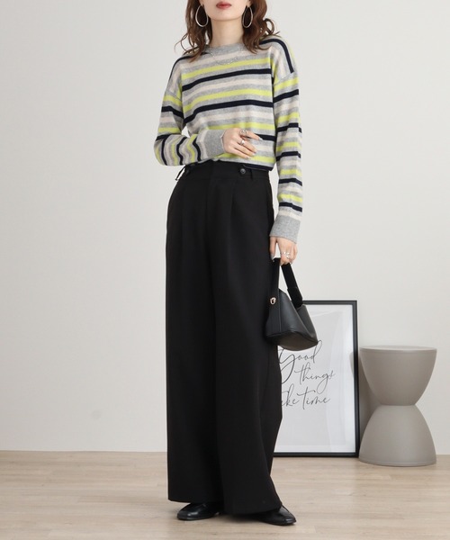 ニット セーター EGLANTINE カシミヤブレンドボーダープルオーバー レディース EGLANTINE ニット セーター カシミヤブレンドボーダープル