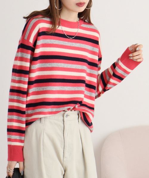 ニット セーター Eglantine カシミヤブレンドマルチボーダーニット レディース EGLANTINE ニット セーター Eglantine カシミヤブレンドマルチ