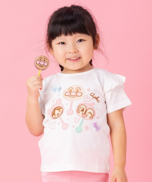 ANPANMAN KIDS COLLECTION tシャツ ペロペロチョコアップリケ袖