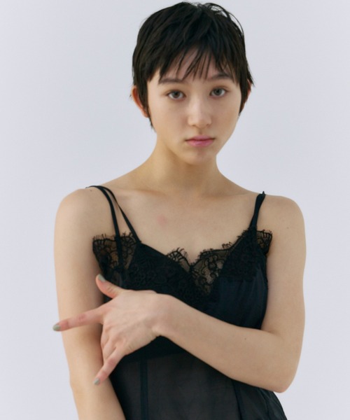 josemoon シアートリミングレースキャミソール JOSE MOON キャミソール SHEER TRIMMING LACE CAMISOLE/シアー
