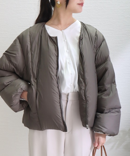 「libelle more」 「MARBLEWALTZ」ダウンジャケット L モカ レディース_画像2